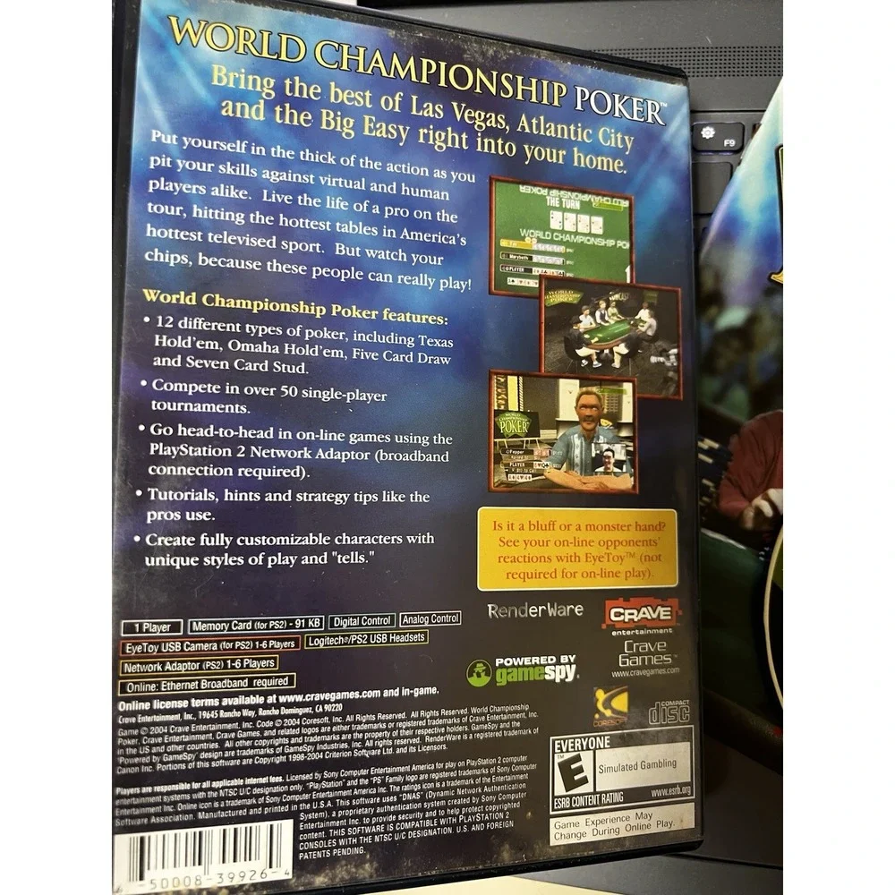 World Championship Poker Sony PlayStation 2 PS2 Crave‎ Complete CIB C-39926-4